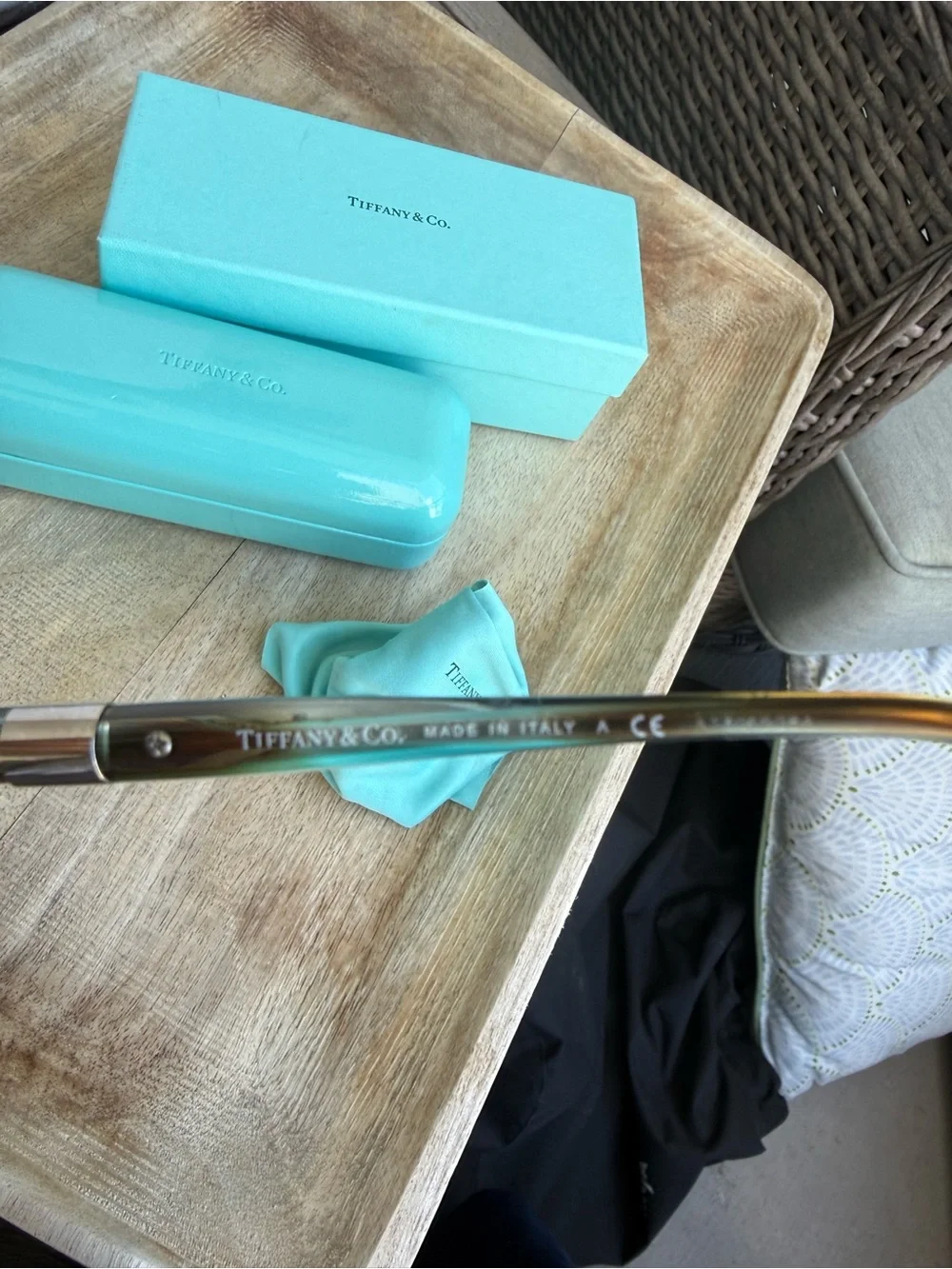 Auth Tiffany & Co Blue-light/non-RX eyeglasses TF 2070-b 8124 blue & rhinestones